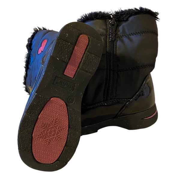 Totes Toddler Girls Ellie Winter Boots Black with Hearts Size 9M - Picture 9 of 12
